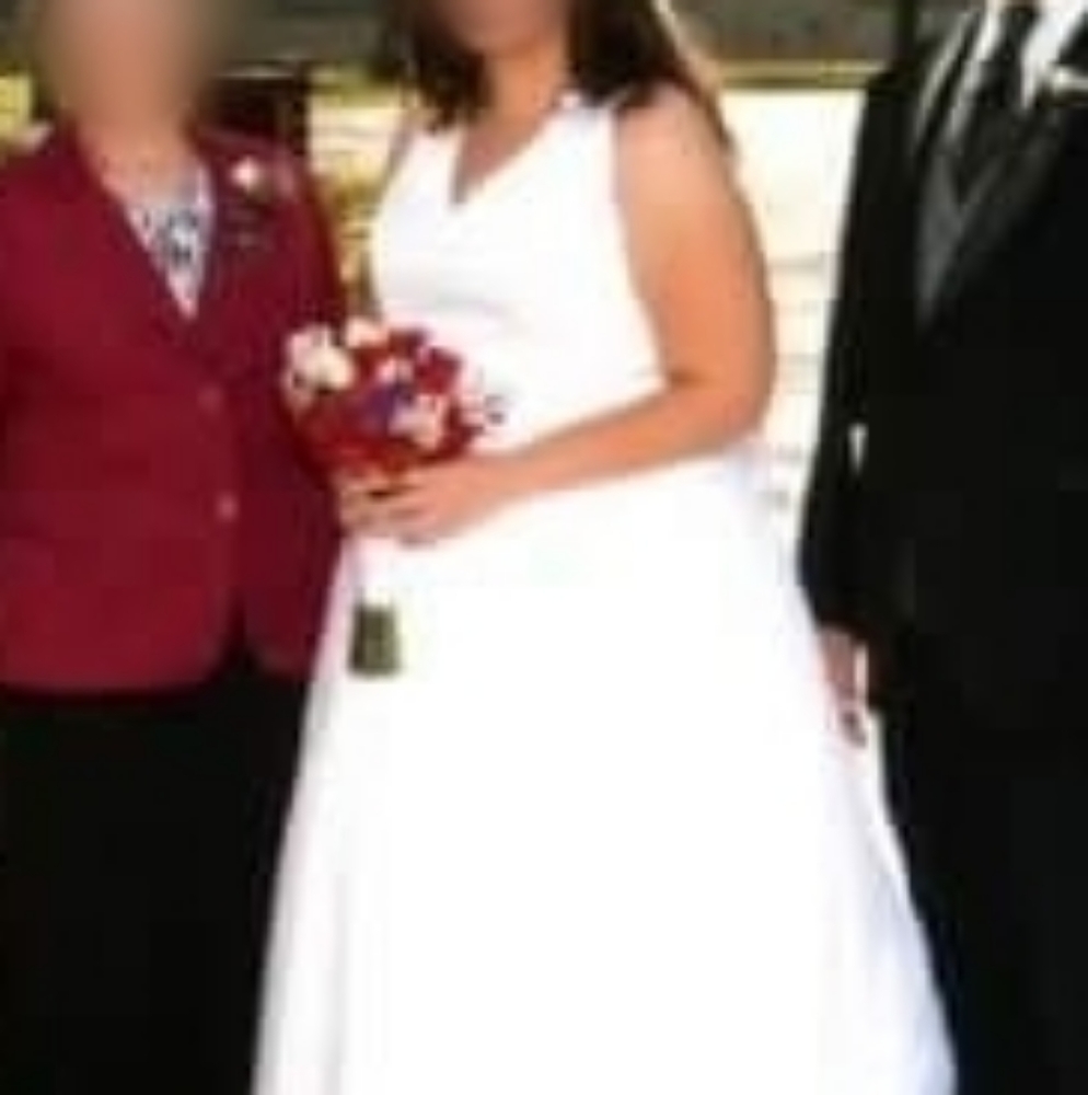 David's Bridal 16W Beaded Halter Top Wedding Dress